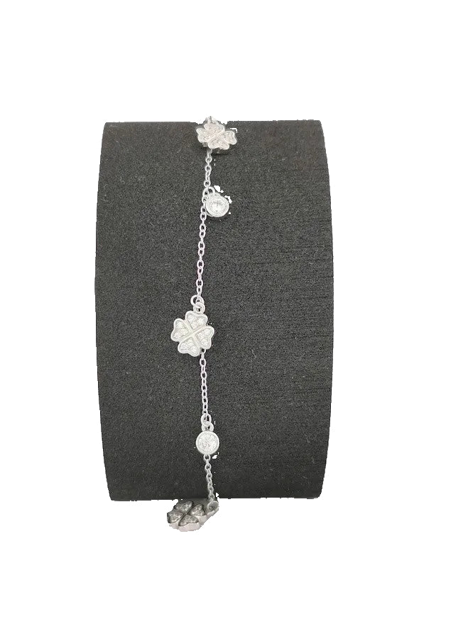 Klöverarmband Med Stenar I Silver