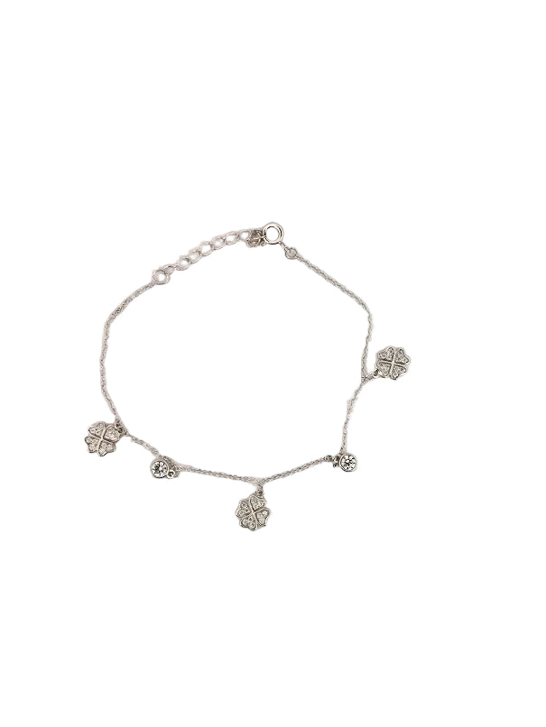 Klöverarmband Med Stenar I Silver