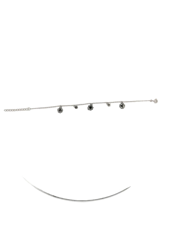 Klöverarmband Med Stenar I Silver